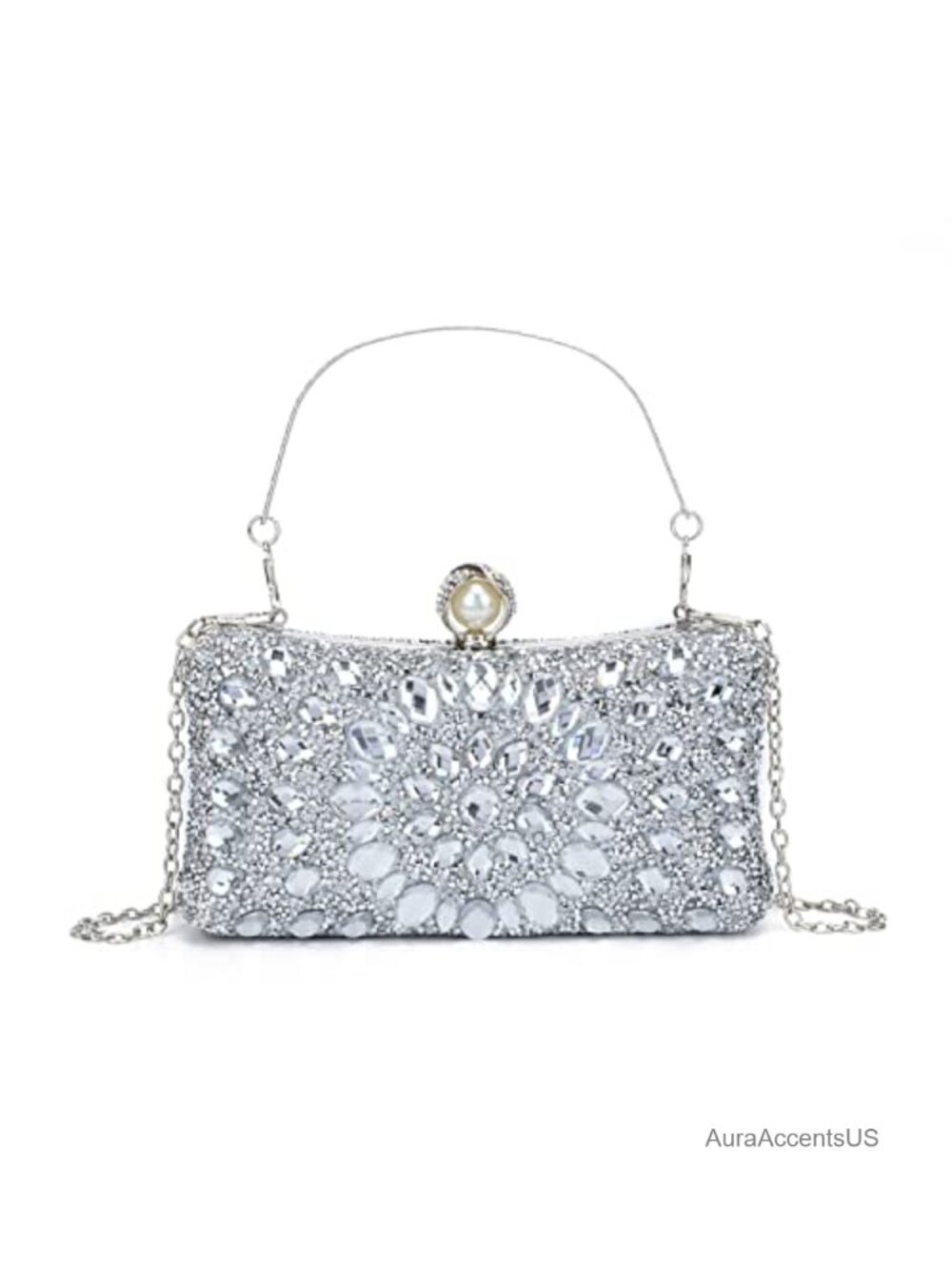 Crystal Rhinestone Evening Clutch with Chain Strap Shoulder Bag
